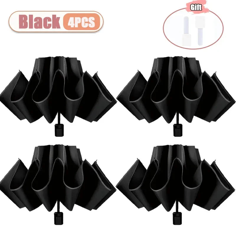 Manual Folding UV Umbrella – Large Double Layer, 1-4 PCS Folding UV Umbrella Babs metal-fiber composite 8K Black-4PCS