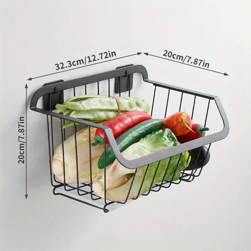 Wall-Mounted Stainless Steel Kitchen Storage & Drain Basket Kitchen Storage Basket Babs