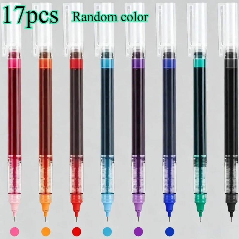 17-Pc Liquid Ink Rollerball Pens Set | 0.5mm Quick-Dry Needle Tip Rollerball Pen Set Babs Random Color 17PCS