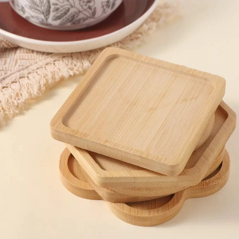 5-Piece Bamboo Coaster Set – Heat-Resistant Natural Placemats Bamboo Coaster Set Babs