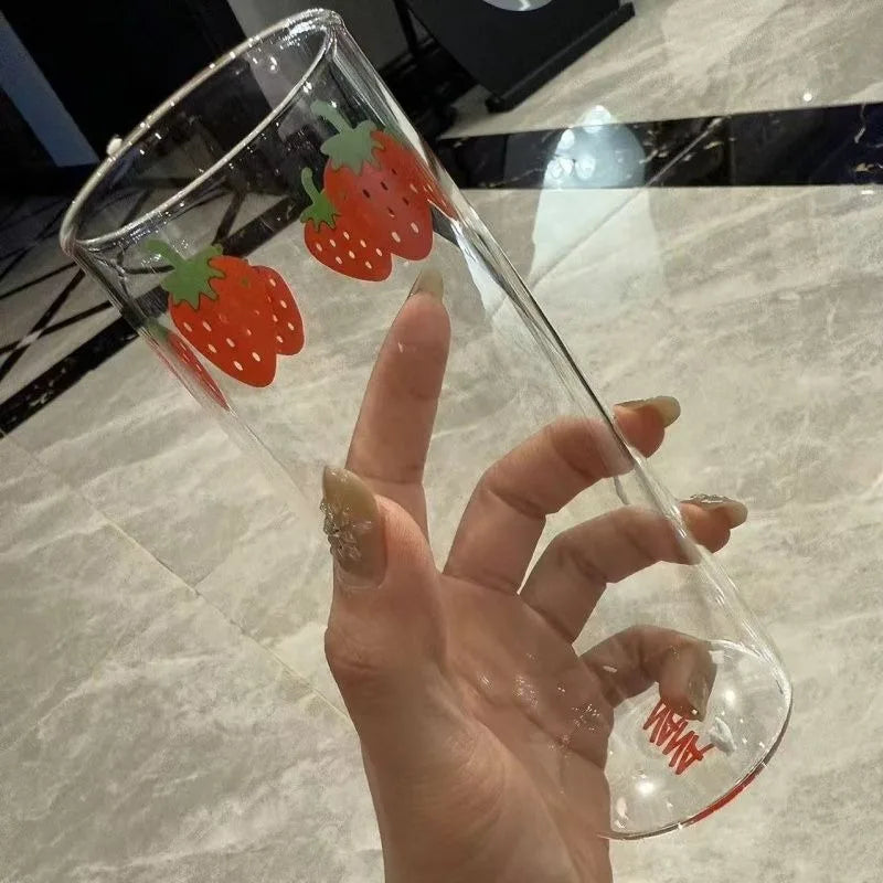 Strawberry Glass Cup – Heat Resistant Drinking Mug Drinking Glass Babs