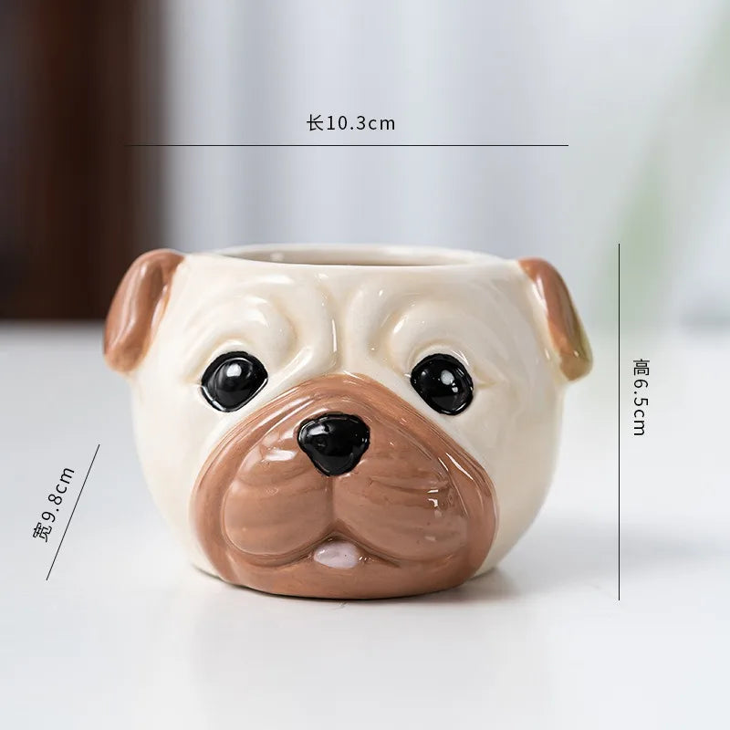 Cute Cartoon Dog Ceramic Succulent Flower Pot | Planter Ceramic Flower Pot Babs Shar Pei