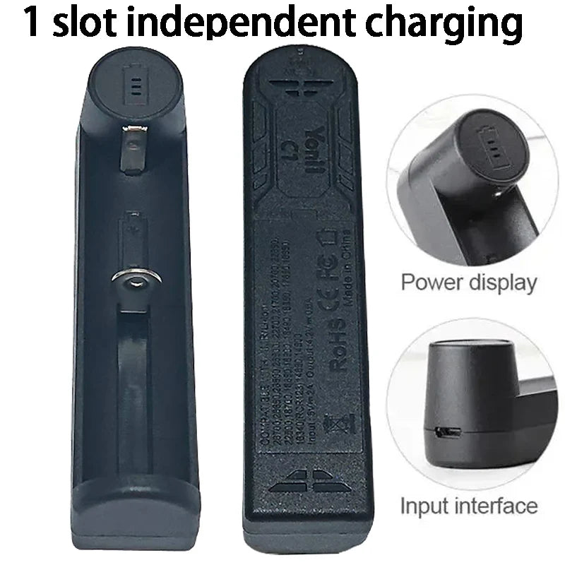 18650 Li-ion Battery Charger 1-Slot – Multi-Size Compatible Battery Charger Babs