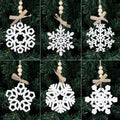 6pcs White Snowflake Wooden Christmas Tree Ornaments | DIY Christmas Tree Ornaments Babs 6pcs