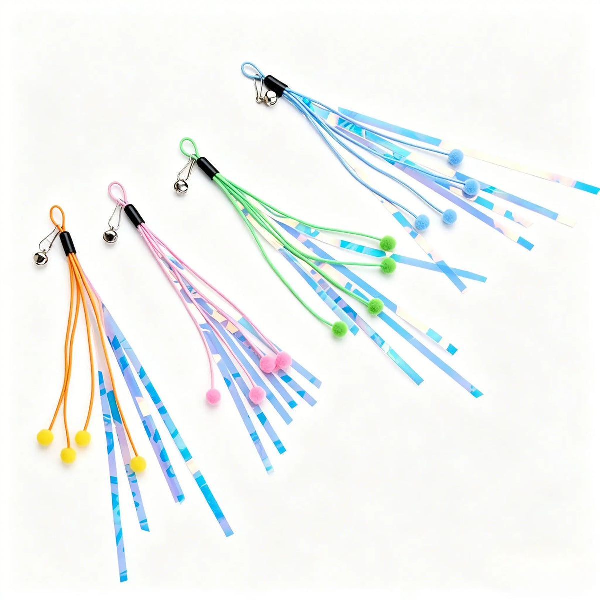 Cat Wand Teaser Toy with Bell, Metallic Foil Tassel & Ribbon Cat Teaser Toy Babs