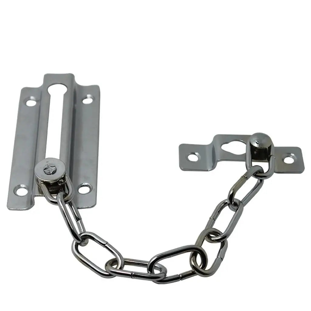 Steel Door Chain Bolt Lock Set – DIY Sliding Safety Guard Door Chain Lock Babs silver