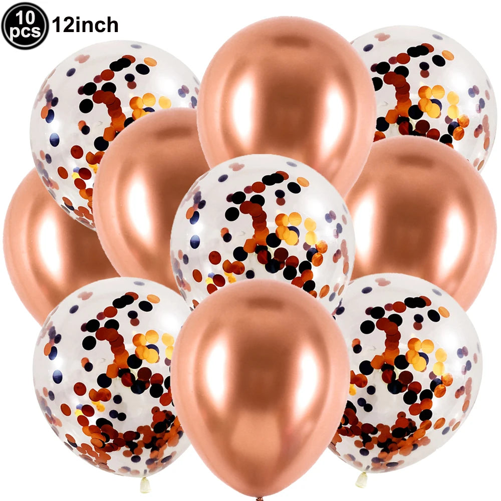 Metallic Confetti Latex Balloon Set – Heart Star Round Mix Party Balloon Set Babs 10pcs J As pictures show