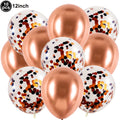 Metallic Confetti Latex Balloon Set – Heart Star Round Mix Party Balloon Set Babs 10pcs J As pictures show
