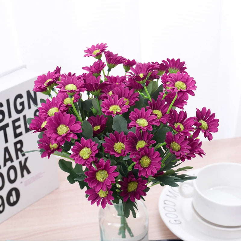 21-Head Silk Daisy Bouquet – Artificial Fall Flowers for Home Decor Artificial Flower Bouquet Babs