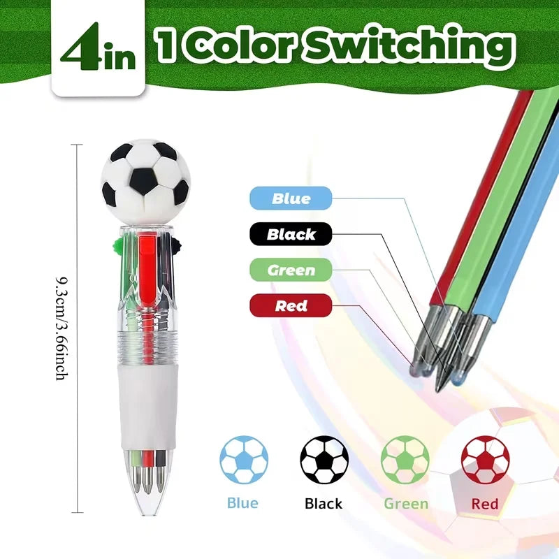 10-Pack Soccer Party Favor Pens – 4-Color Kids Ballpoint Pens Party Favor Pens Babs