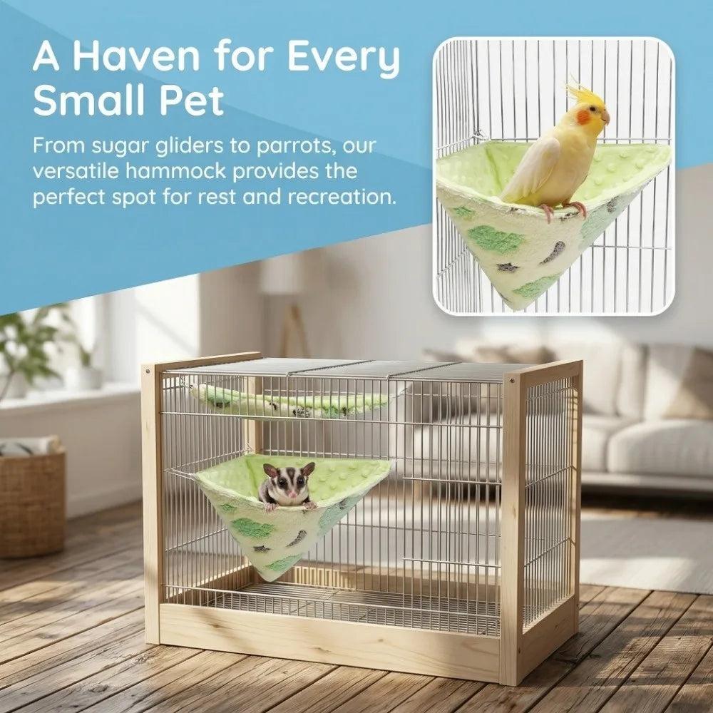 2-Piece Flannel Sugar Glider & Hamster Hammock Nest Set Small Animal Hammock Babs