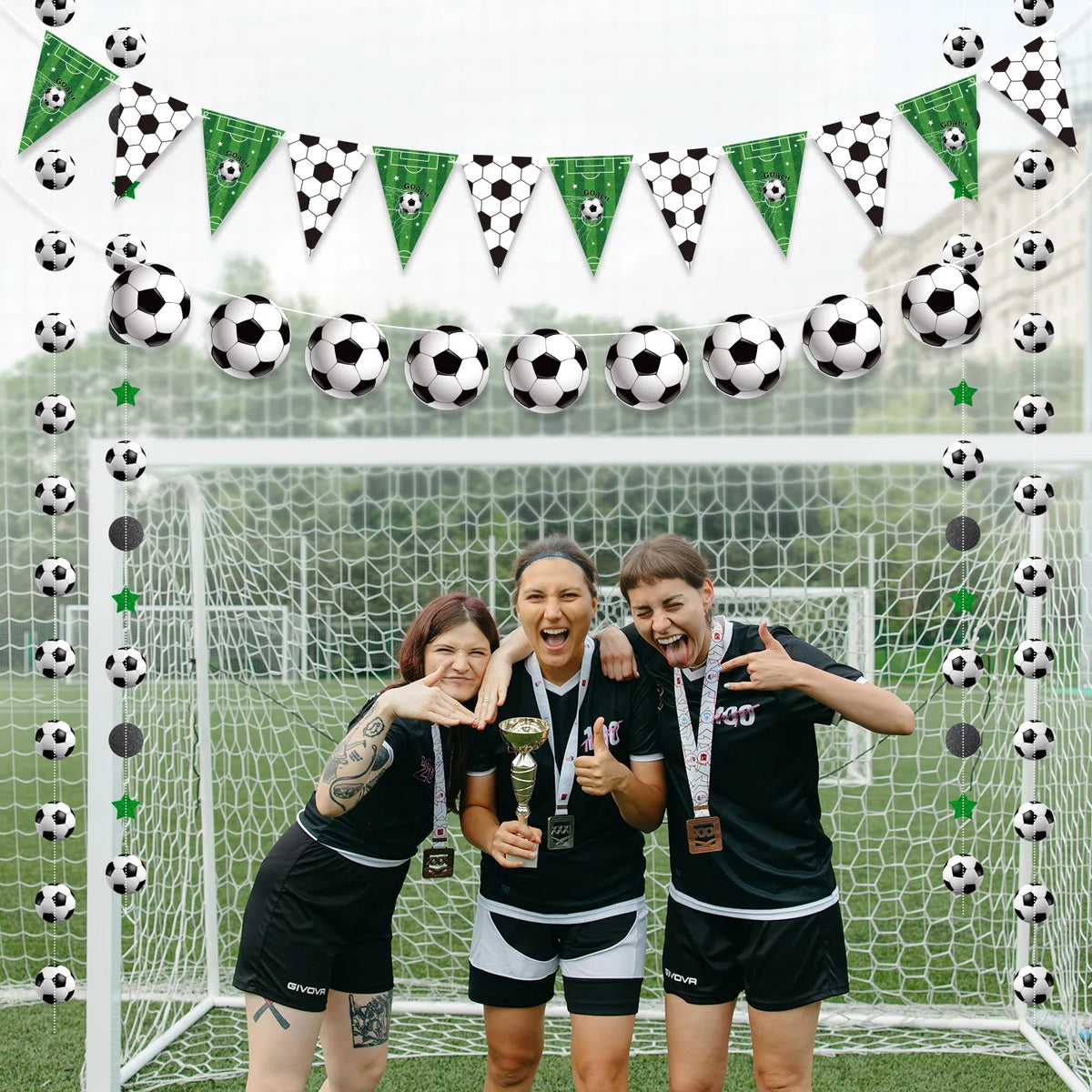 Soccer Party Banner Bunting – Football Birthday Decor Supplies Party Banner Bunting Babs