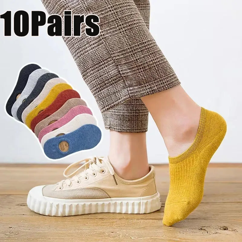 10 Pairs Women's Invisible No-Show Socks – Thin & Breathable Women's No-Show Socks Babs