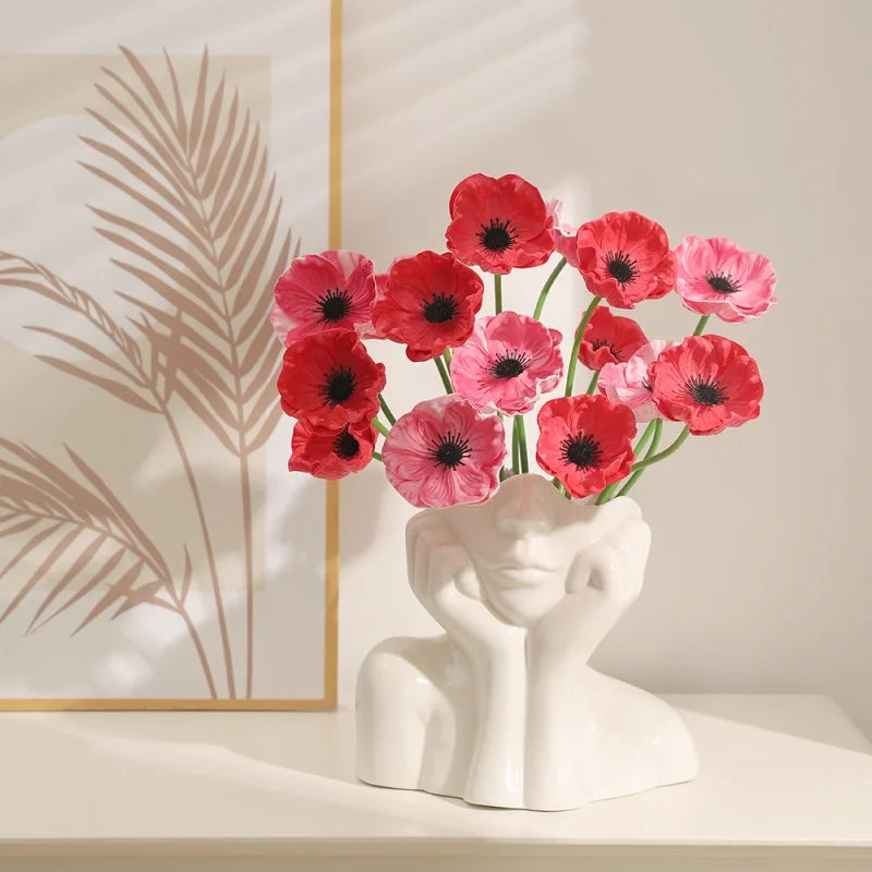 3-Pack Silk Artificial Rose & Poppy Flower Heads for Wedding Decor Artificial Flower Heads Babs