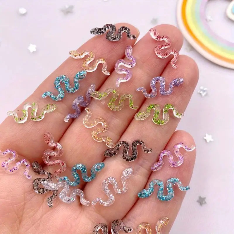 60pcs Glitter Resin Flat Back Embellishments – Nail Art & DIY Craft Embellishments Babs Random Mixed