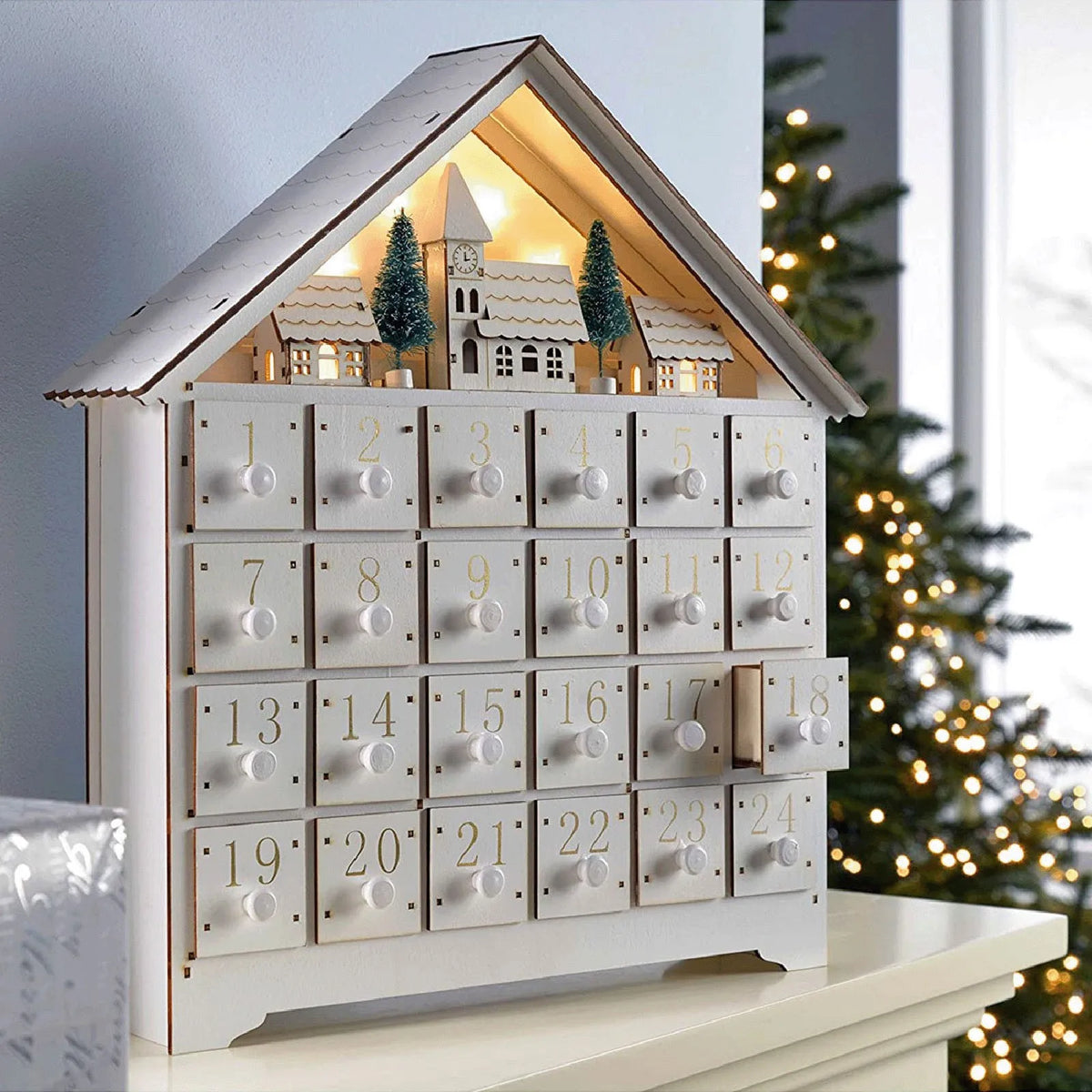 Wooden LED Advent Calendar – 24-Day Christmas Countdown Decor Advent Calendar Decor Babs