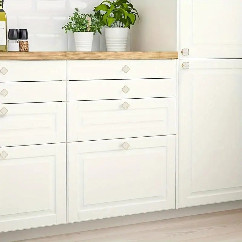 4-Pack Four Leaf Clover Cabinet Drawer Pull Handles – Zinc Alloy Cabinet Drawer Pulls Babs
