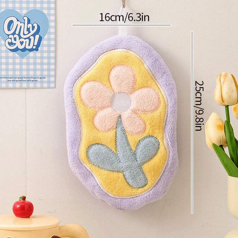 Kawaii Floral Hanging Hand Towel – Quick-Dry Kitchen & Bath Hand Towel Babs S3 20cm*20cm