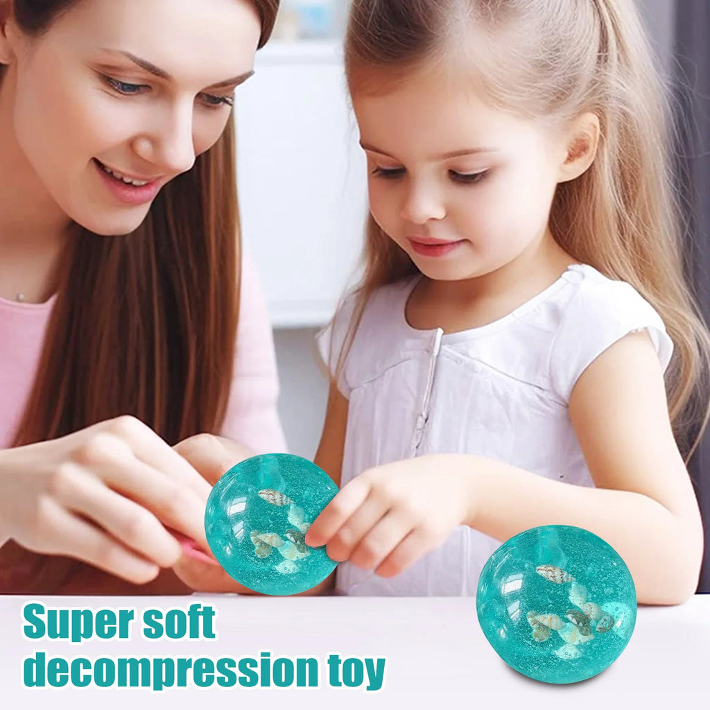 Seashell Squishy Fidget Toy – Teal Transparent Squeeze Sensory Squishy Fidget Toy Babs