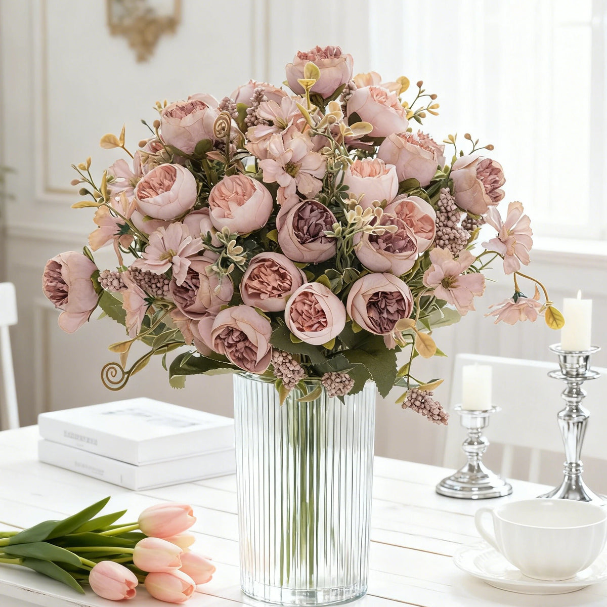 Artificial Silk Rose Peony Bouquet – Wedding & Home Décor Artificial Flower Bouquet Babs