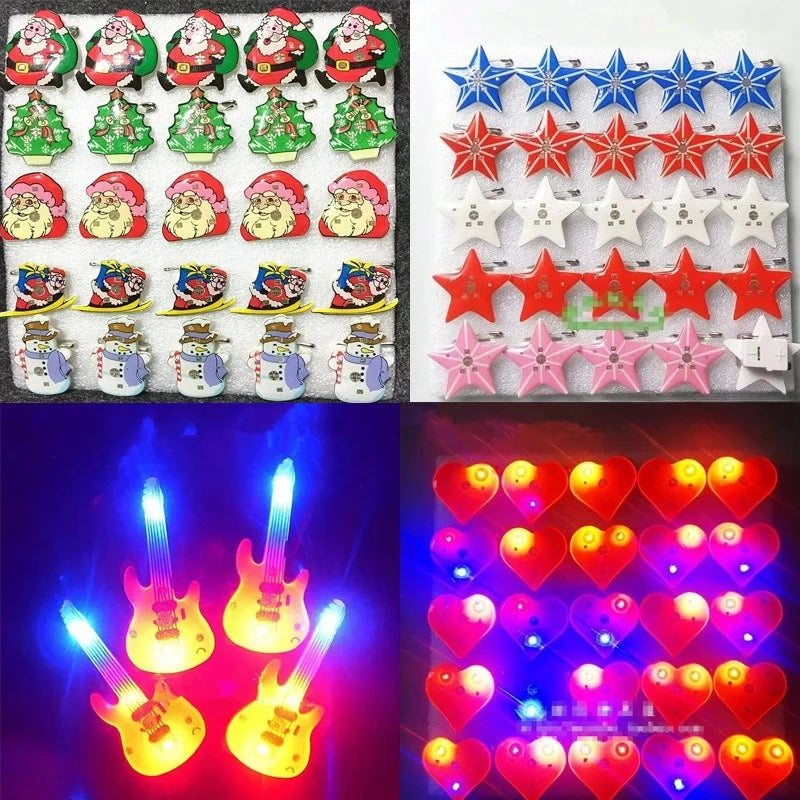 50pcs LED Light-Up Heart Brooch Pins – Glowing Party Badges LED Brooch Pins Babs