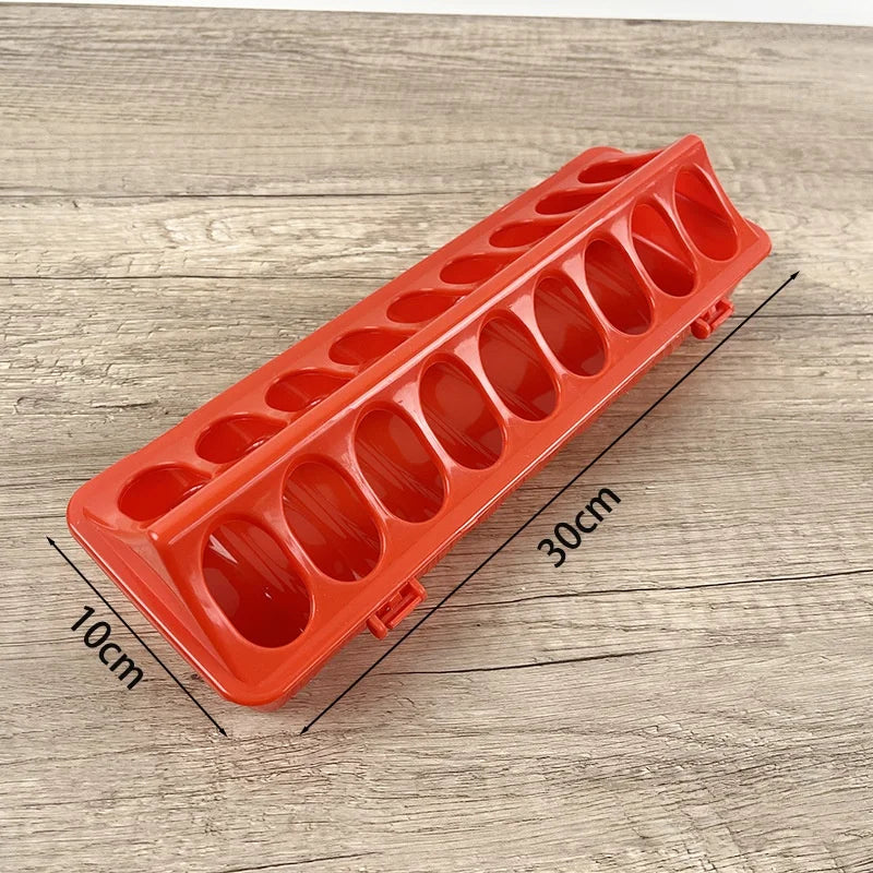 Flip Top Plastic Chicken Feeder Trough – No Mess Multi-Hole Poultry Feeder Trough Babs 18 holes