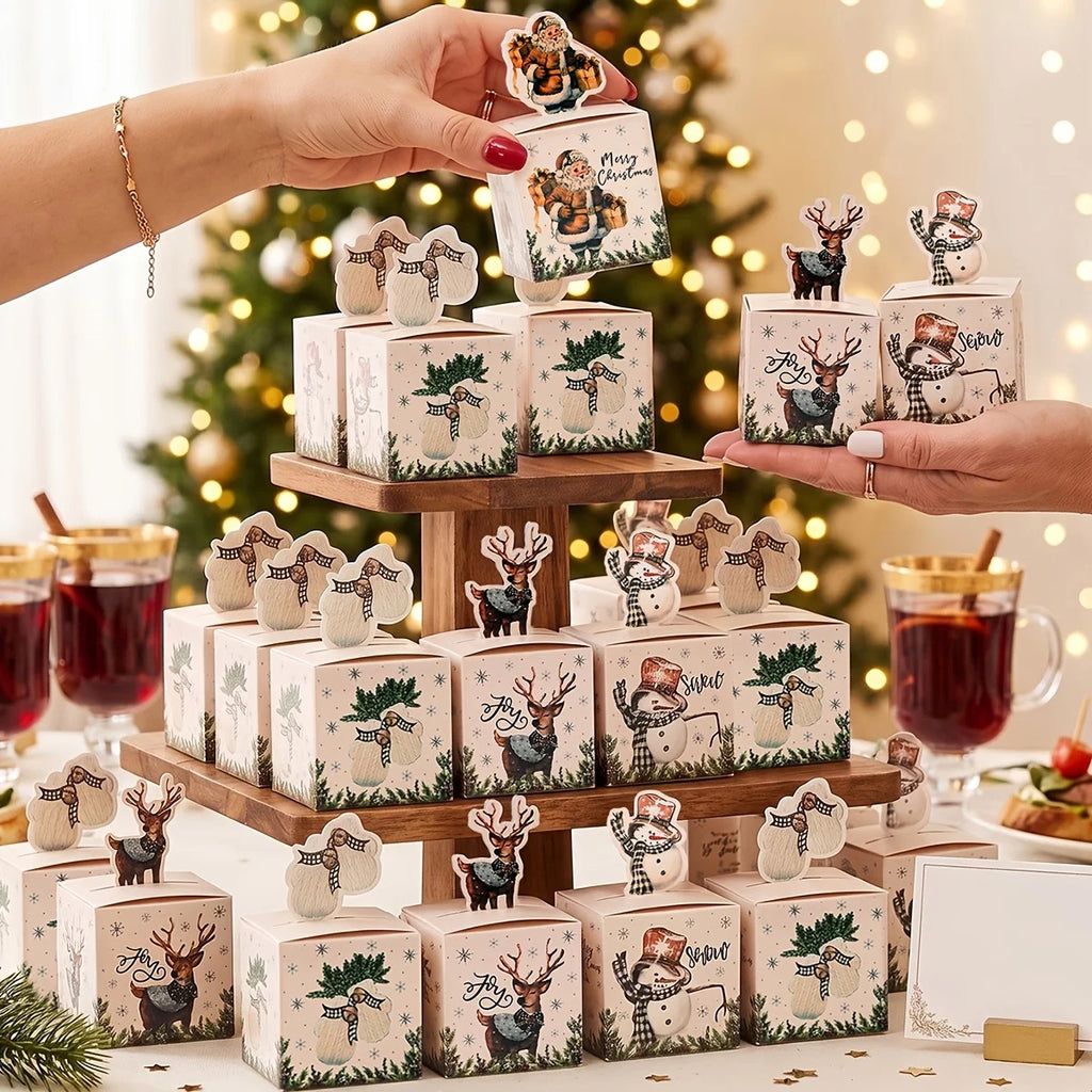 24pcs Gingerbread Man 3D Kraft Paper Christmas Candy Gift Boxes Holiday Gift Boxes Babs