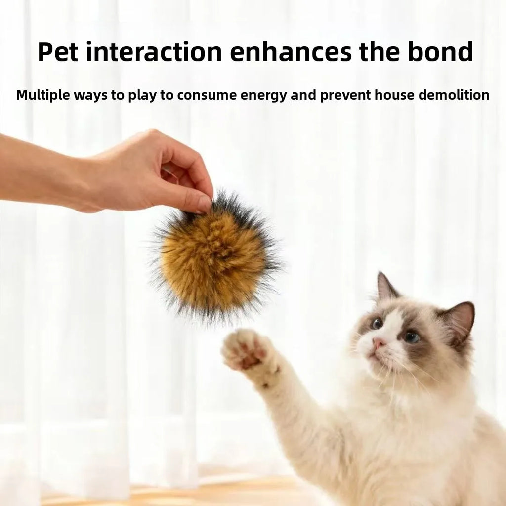 Natural Rabbit Fur Cat Toy Balls – Quiet Indoor Cat Toys Cat Toy Balls Babs