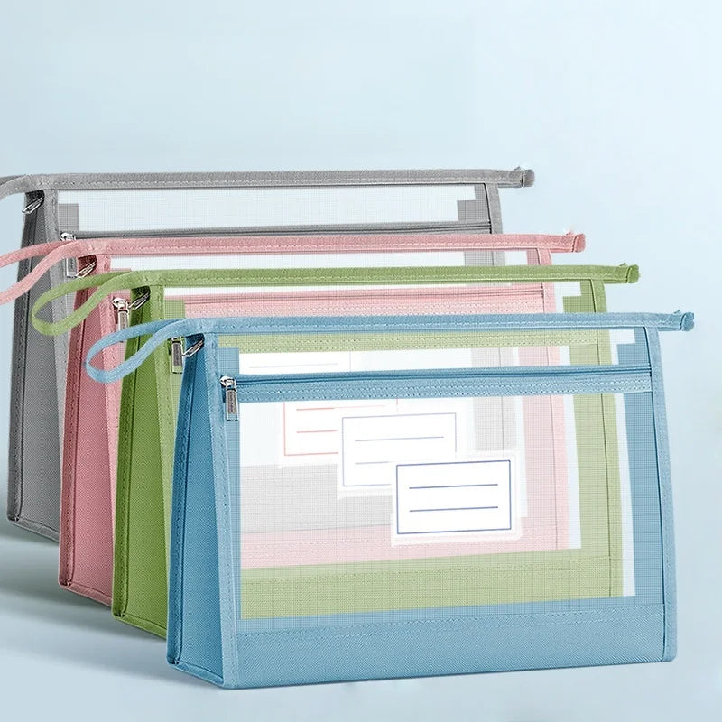 A4 Double-Layer Mesh Zipper Pouches – Game & Travel Storage Mesh Storage Pouches Babs