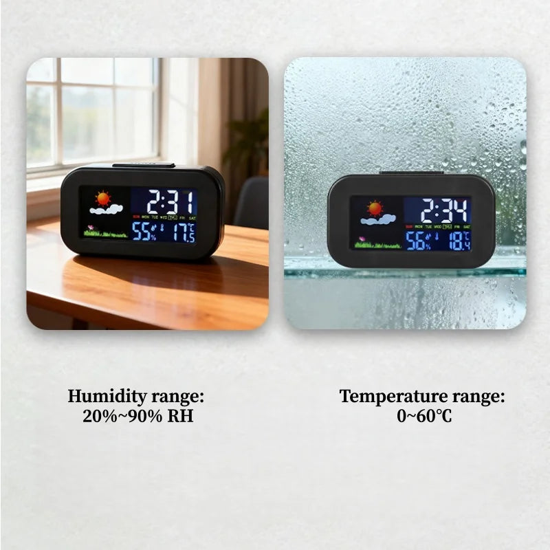 Mini Digital Alarm Clock – Temperature, Humidity & LED Backlight Digital Alarm Clock Babs