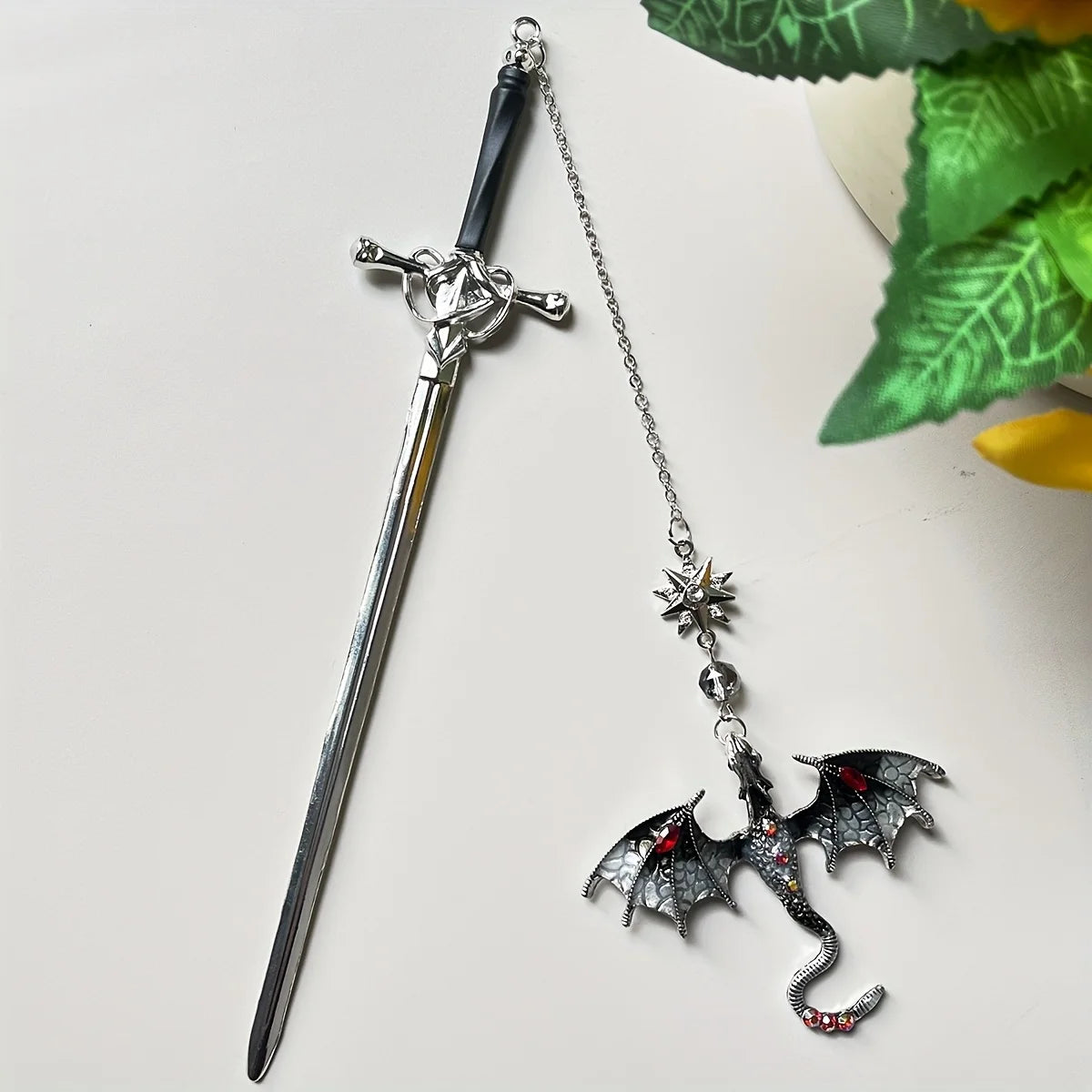 Alloy Dragon Sword Bookmark – Fantasy Gift for Book Lovers Decorative Bookmark Babs