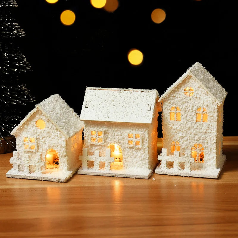 LED Wooden Christmas House Snowflake Cabin Ornament | Xmas Décor Christmas Cabin Ornament Babs