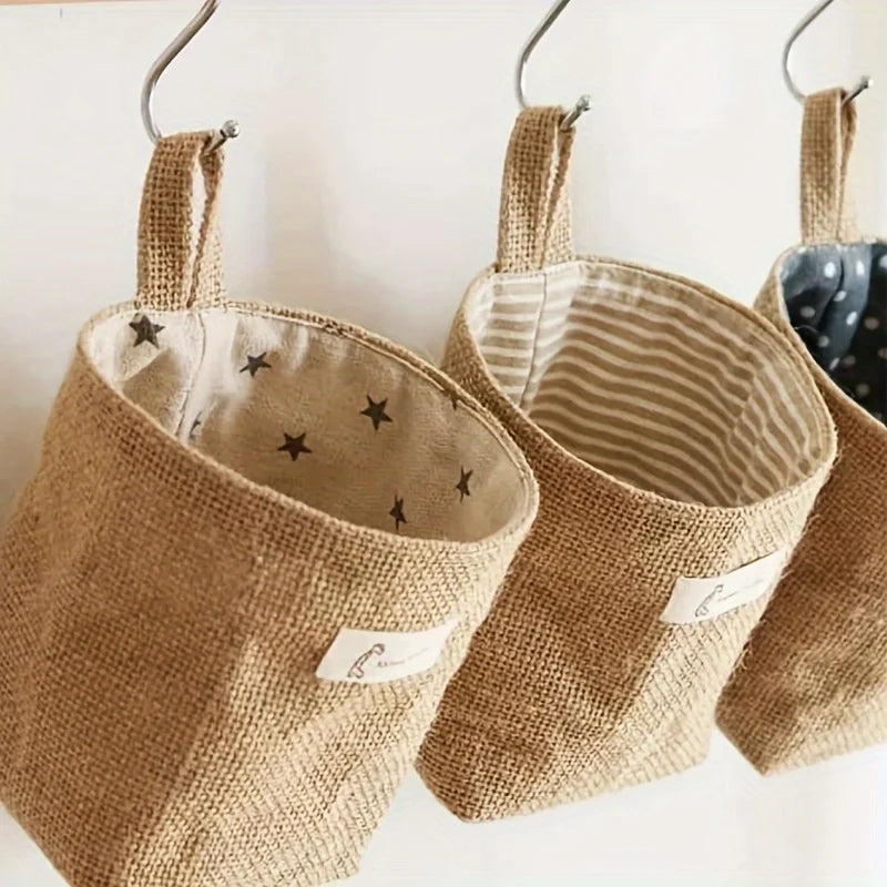 Cotton Linen Wall-Mounted Hanging Storage Basket & Door Pocket Hanging Storage Basket Babs