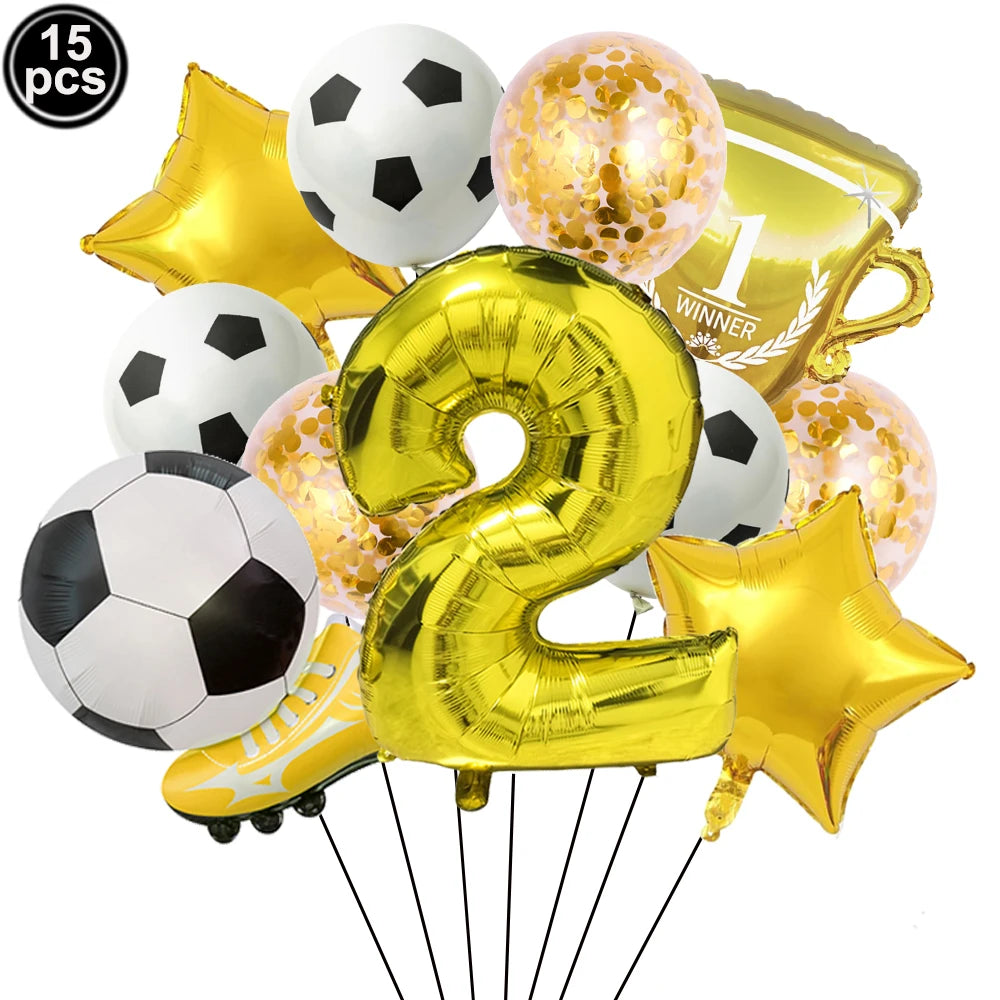 32" Soccer Ball Foil Balloon Set – Kids Birthday Party Decor Party Foil Balloons Babs Gold Number 2 As pictures show