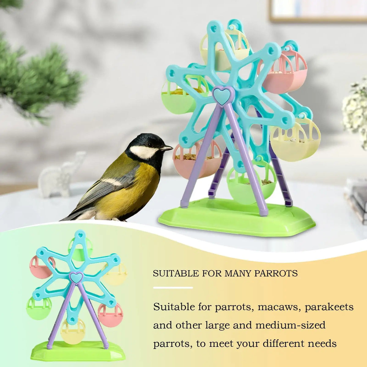 Parrot Foraging Wheel Toy – Interactive Bird Snack Feeder Bird Foraging Toy Babs