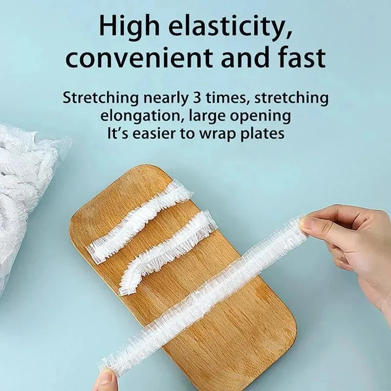 100Pcs Elastic Plastic Food Covers – Dish & Bowl Fresh Seal Food Storage Covers Babs