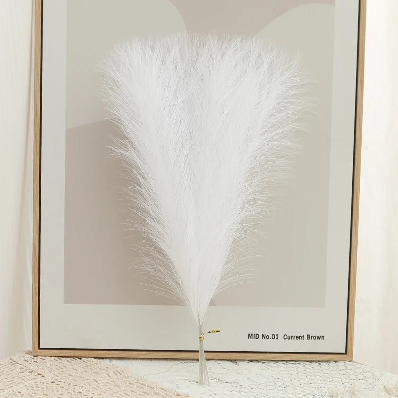 10-Piece Artificial Pampas Grass Bouquet – Boho Home Decor Artificial Floral Bouquet Babs White