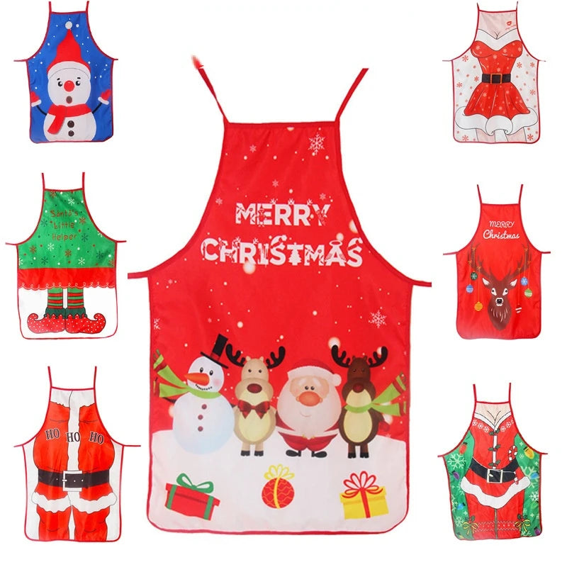 Funny Santa Claus Christmas Apron – Adjustable for Adults & Kids Holiday Kitchen Apron Babs