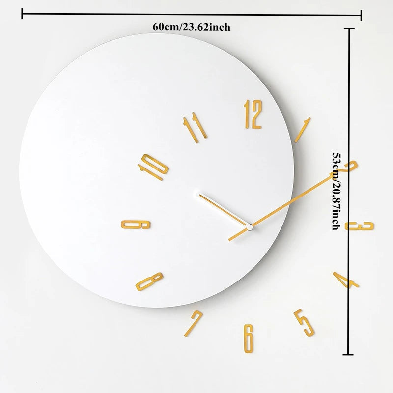 Nordic Minimalist Wall Clock – Silent Quartz Acrylic 60cm Wall Clock Babs White Gold