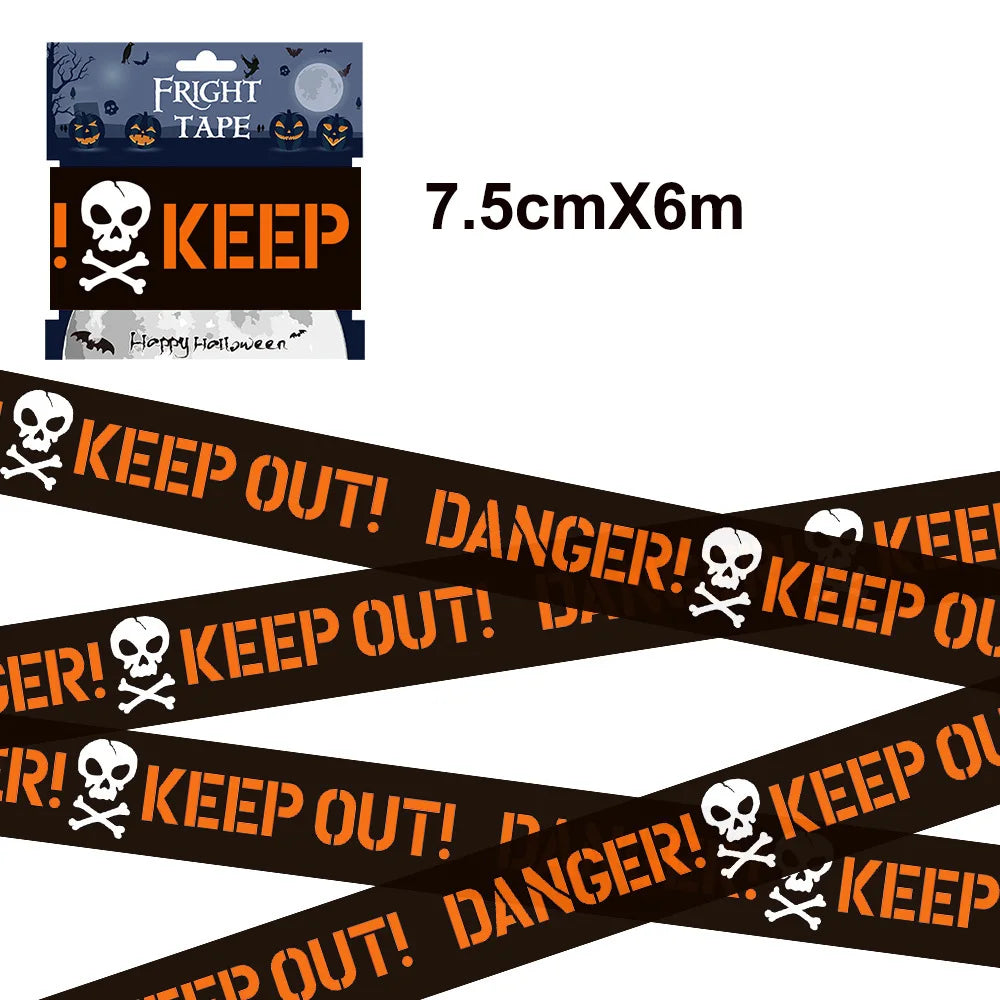 Halloween Skull Caution Warning Tape 7.5cm×9m – DIY Decor Halloween Caution Tape Babs 6M-A