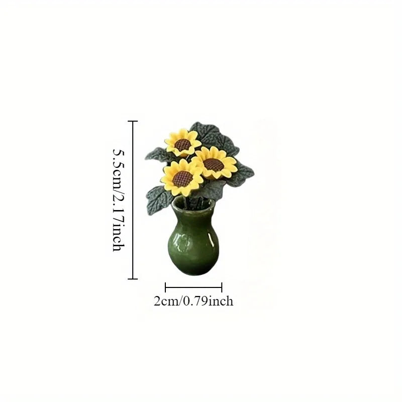 Mini Ceramic Sunflower Vase – Cute Car Interior Decor Ornament Car Decor Ornament Babs