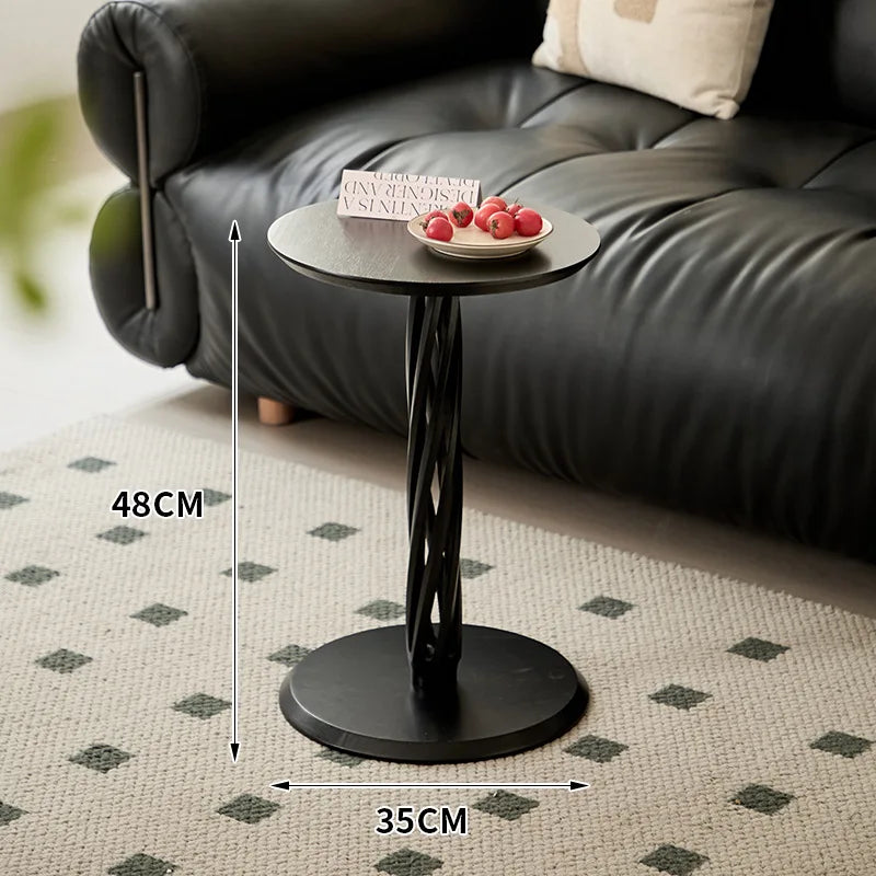 Modern Round Wooden Side Table – Minimalist Bedside Coffee Table Wooden Side Table Babs Black