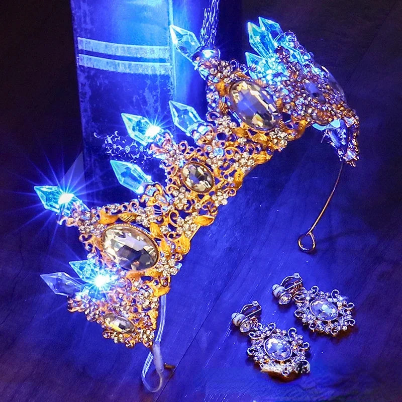 LED Light-Up Bride Crown Tiara | Rhinestone Princess Hair Accessory LED Rhinestone Tiara Babs 7