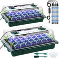 2-Pack 80-Cell Seed Starter Tray Kit with LED Grow Lights & Timer Seed Germination Kit Babs 90
