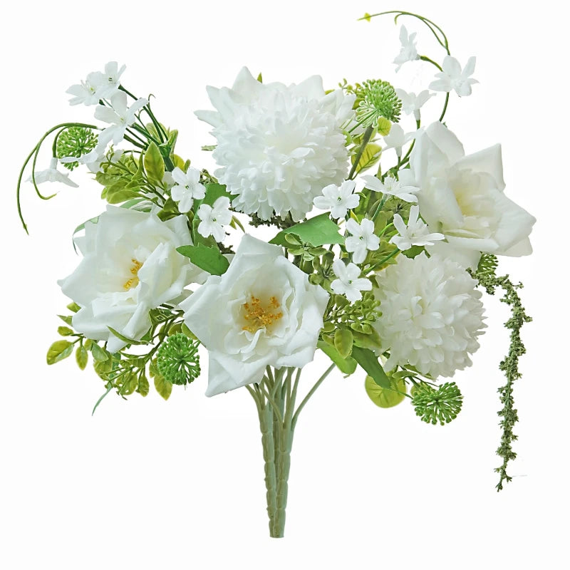 Silk Artificial Rose Bouquet – Wedding & Home Décor, 33cm Artificial Flower Bouquet Babs Beige 1PC