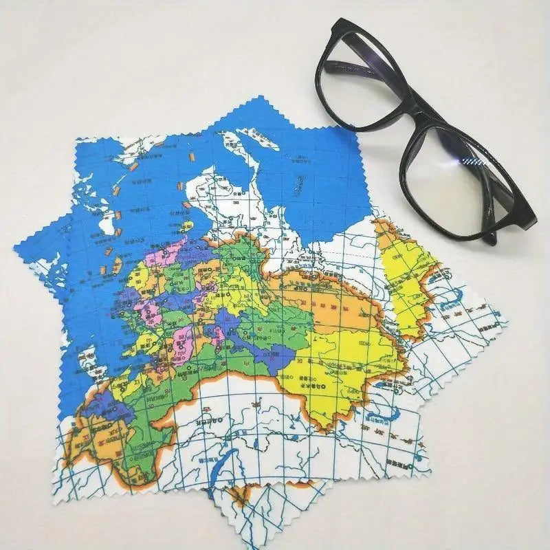 10-Pack Microfiber Lens Cleaning Cloths – Map Print Design Lens Cleaning Cloth Babs