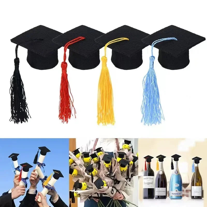 10PCS Mini Felt Graduation Cap Tassels – Party Bottle Decor Party Decoration Set Babs