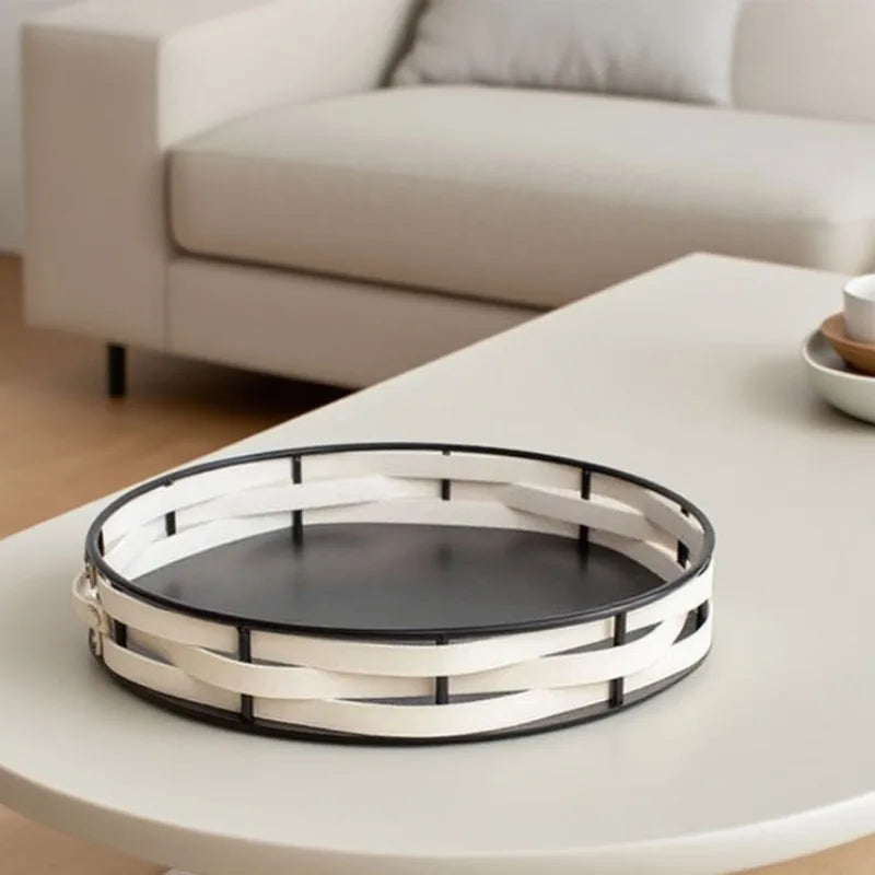 Light Luxury Metal & Leather Storage Tray | Modern Home Décor Decorative Storage Tray Babs