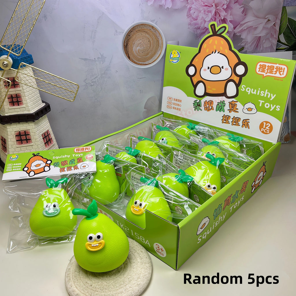 Pear Fruit Squishy Squeeze Pendant – Fidget & Office Decor Squishy Fidget Toy Babs Random 5pcs