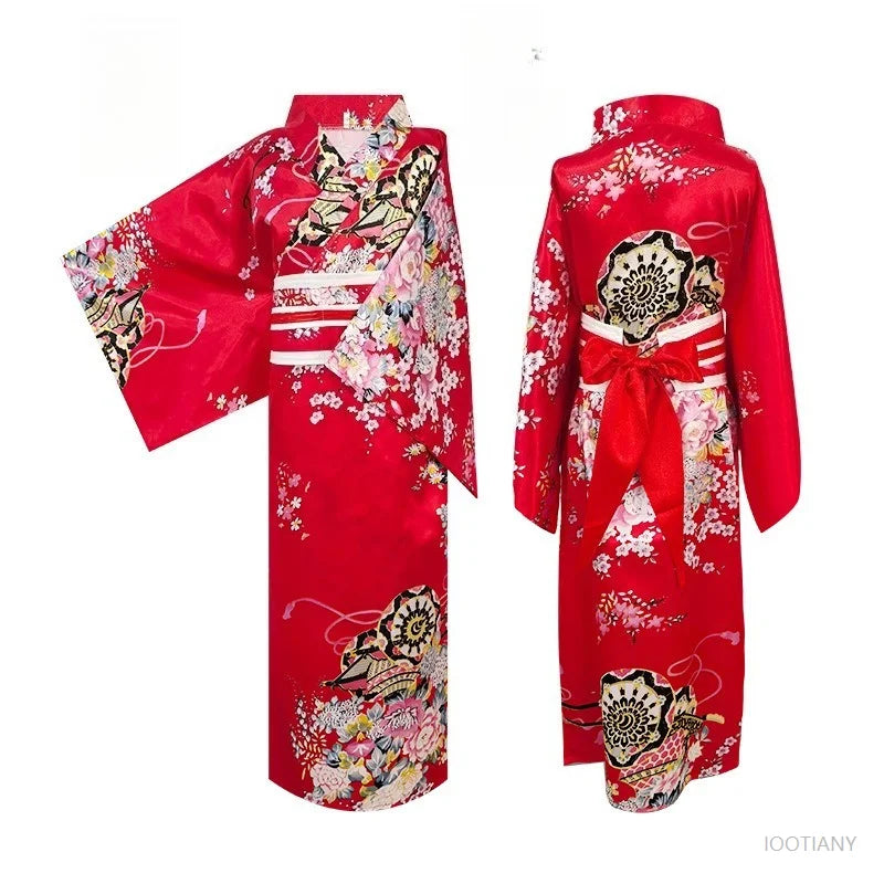 Children's Floral Japanese Kimono Yukata Cosplay Costume Yukata Costume Set Babs